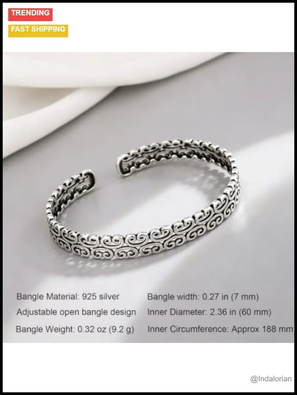 Sterling Silver Adjustable Open Cuff Bracelet Stackable for Women